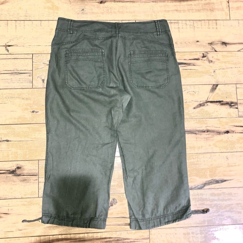 H&M Army green Linen Crop Pants Size 14 - Picture 6 of 8